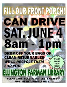 Can Drive Fundraiser @ Ellington Farman Library