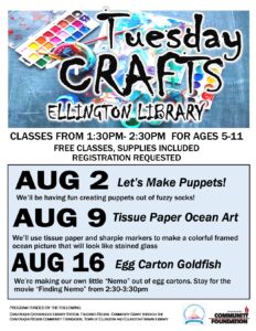 Tuesday Summer Kids Crafts @ Ellington Farman Library