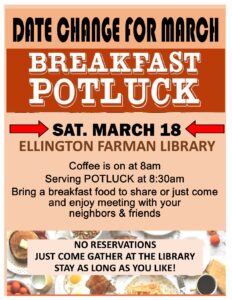 Potluck Breakfast in March @ Ellington Farman Library